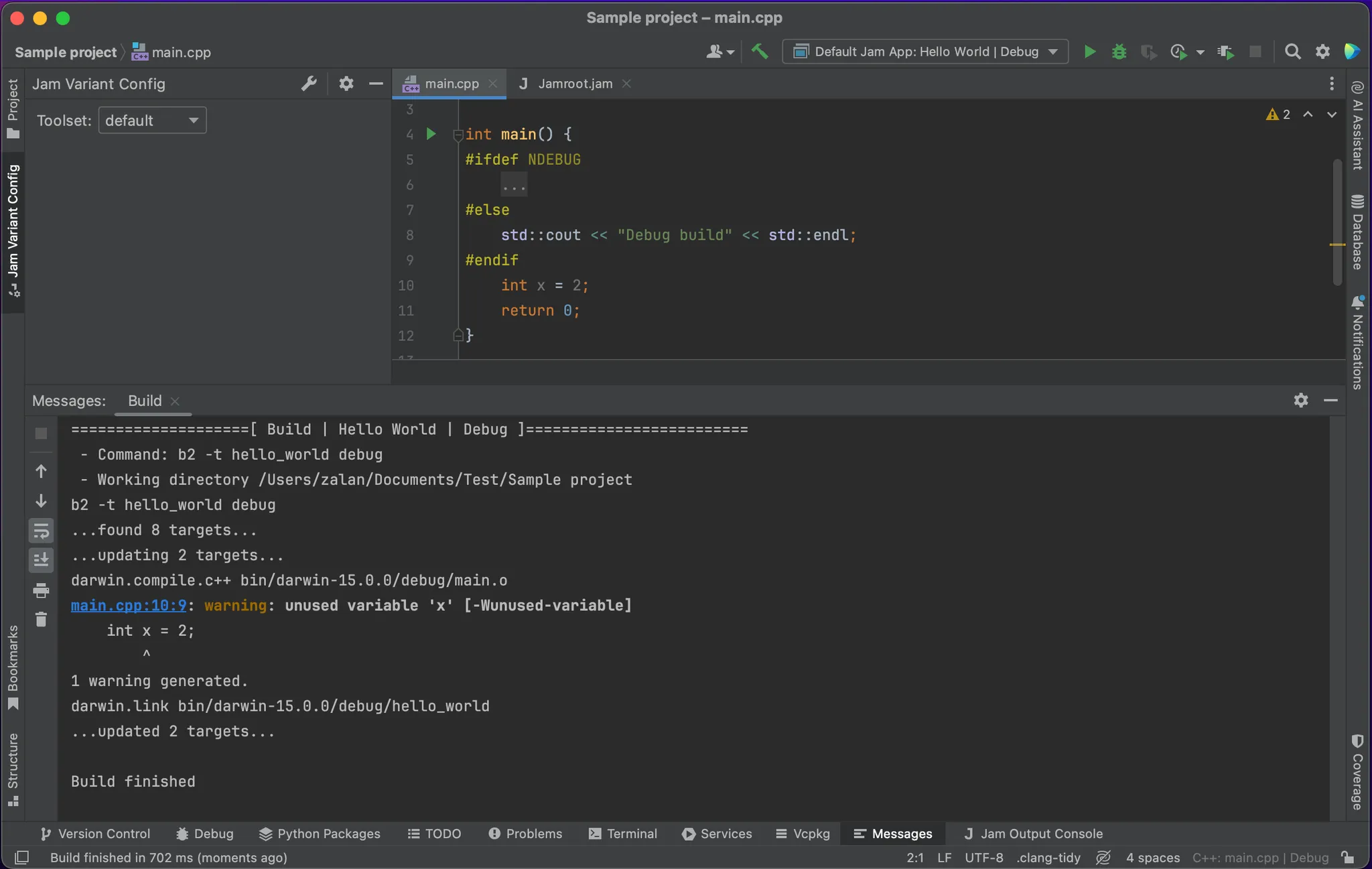 Screenshot of the build process